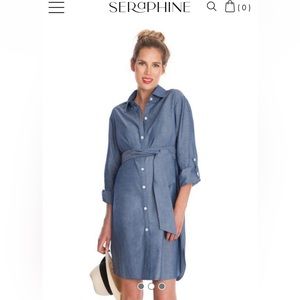 Seraphine Chambray Belted Shirtdress - Size 4(US)